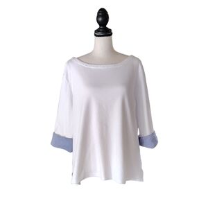 Nautica 3/4Length Sleeve White 100% Cotton Women's Top Size XL